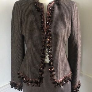 Worth Collection chocolate brown beaded jacket